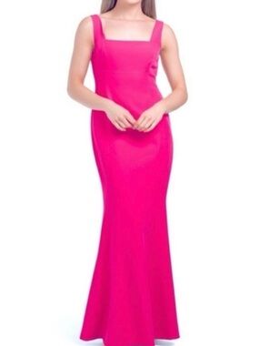 Laundry By Shelli Segal Raspberry Square-Neck Maxi Gown